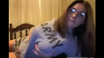 Massive tit army wifey masturbating with a toy on web-cam