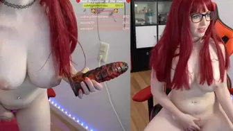 Busty strawberry blonde with large butt Fucks an alien Dildo