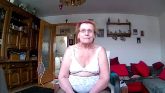 Grandma in underwear and stockings