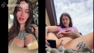 TikTok model was caught on a public beach playing with a dildo and orgasm beautifully at the end
